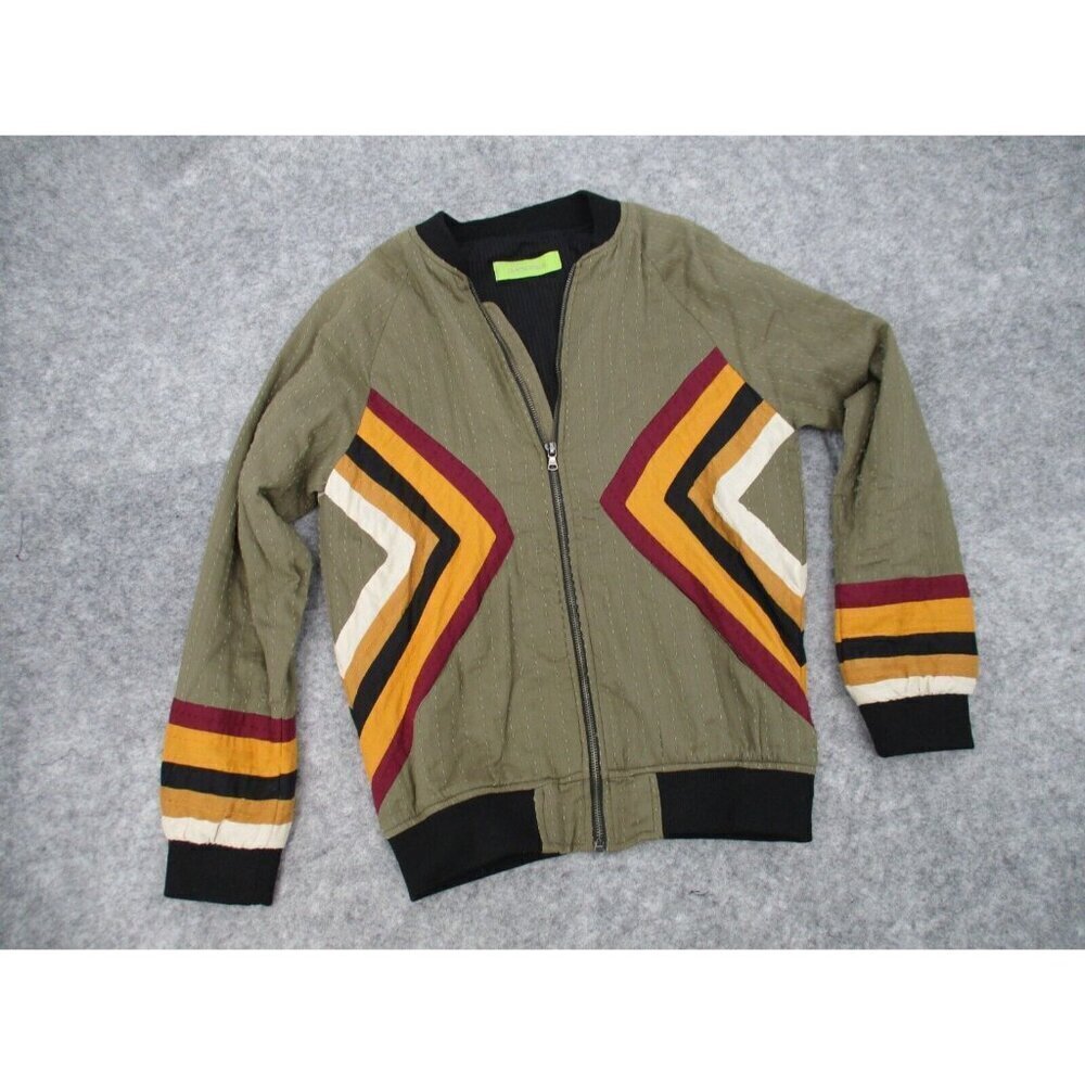 Rapsodia Womens Jacket Small Abstract Boho Green Orange Zipper Long Sleeves - Picture 2 of 16